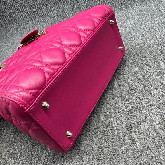 Dior Lady Lambskin Pink Leather Medium Satchel Bag ccofb1450-102525 - Picture 6 of 16